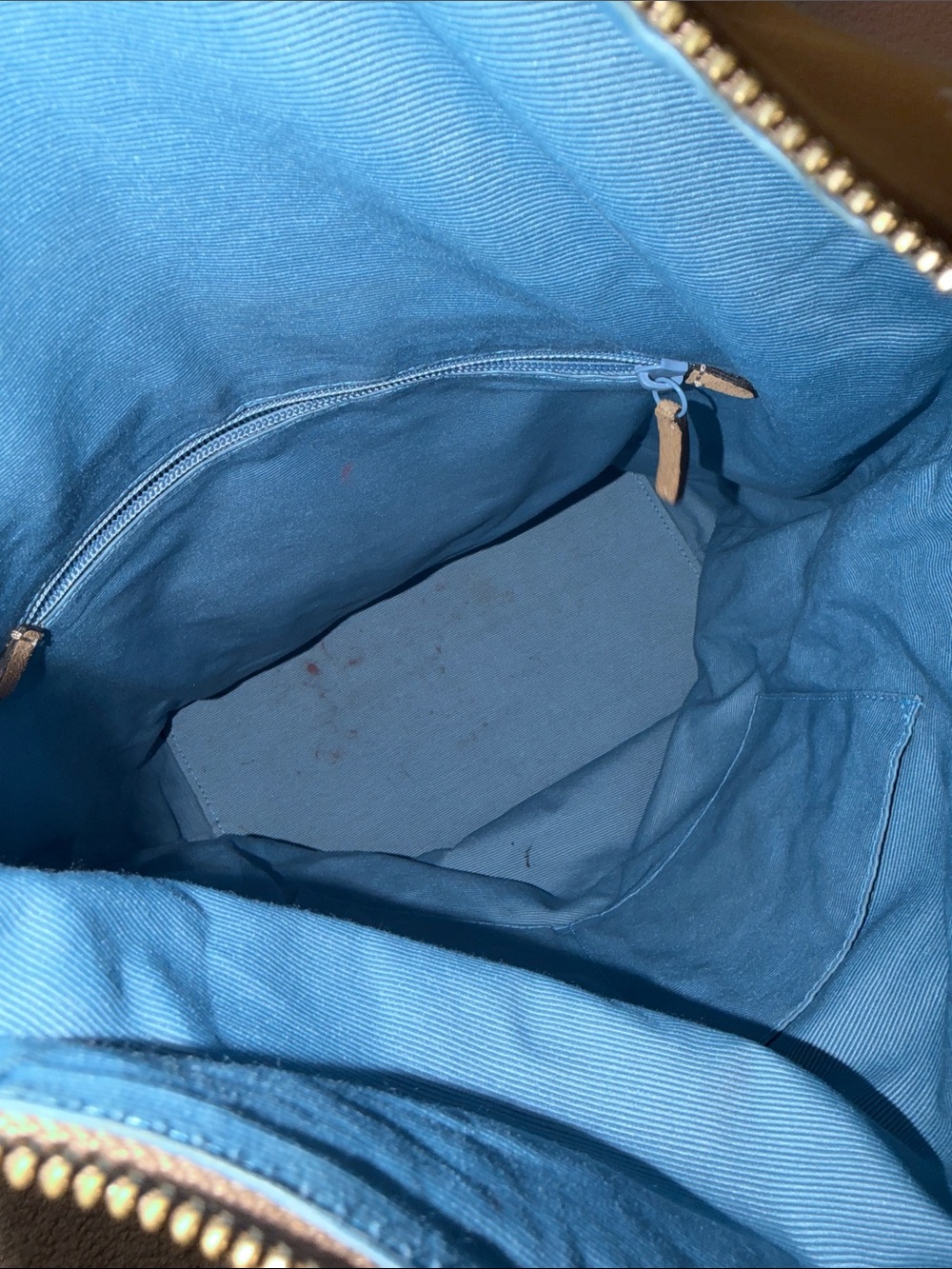 Lipault Paris Suede Fold-Over Backpack Bag in Brown and Blue - Picture 10 of 16